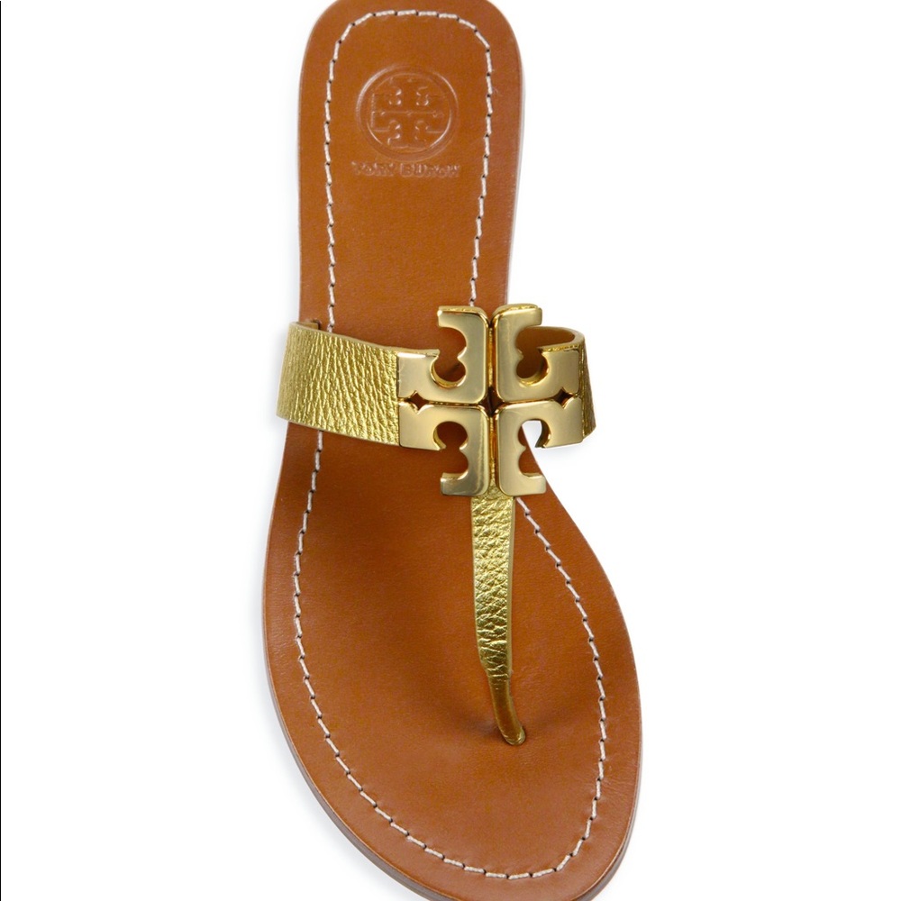 Tory Burch Moore 2 Metallic Gold Thong Sandals